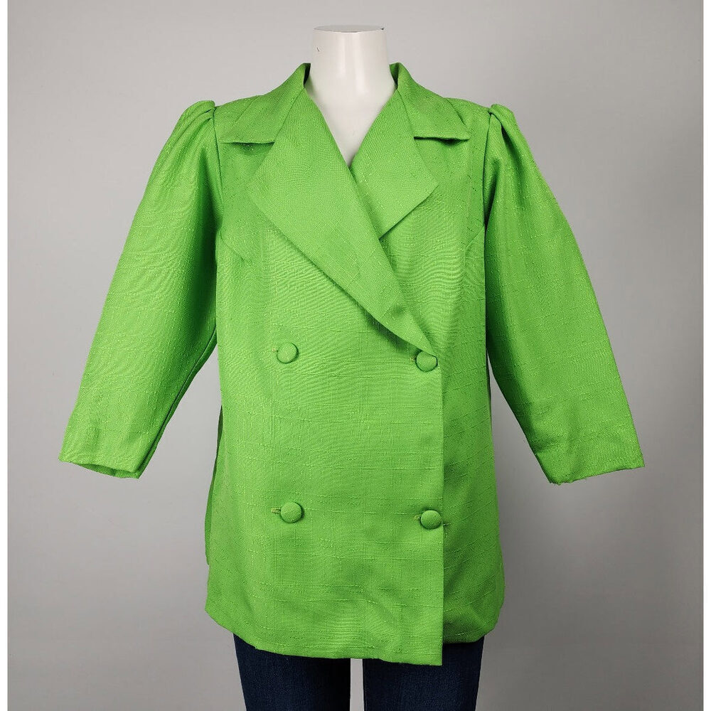 Vintage Green Button Up 3/4 Sleeve Jacket Size XL
